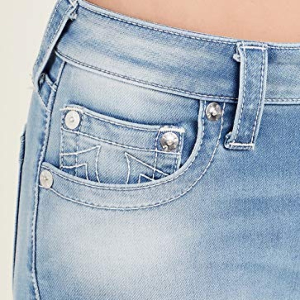 NWT TRUE RELIGION CURVY SKINNY CAPRI STUDDED LOGO - Picture 5 of 8
